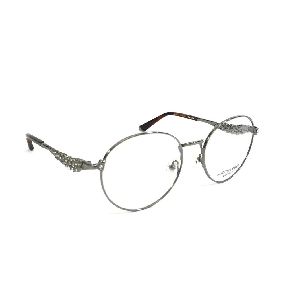 Judith Leiber Eyeglasses Frames Demure Sun Wood Silver Sparkly Crystal 54-19-145